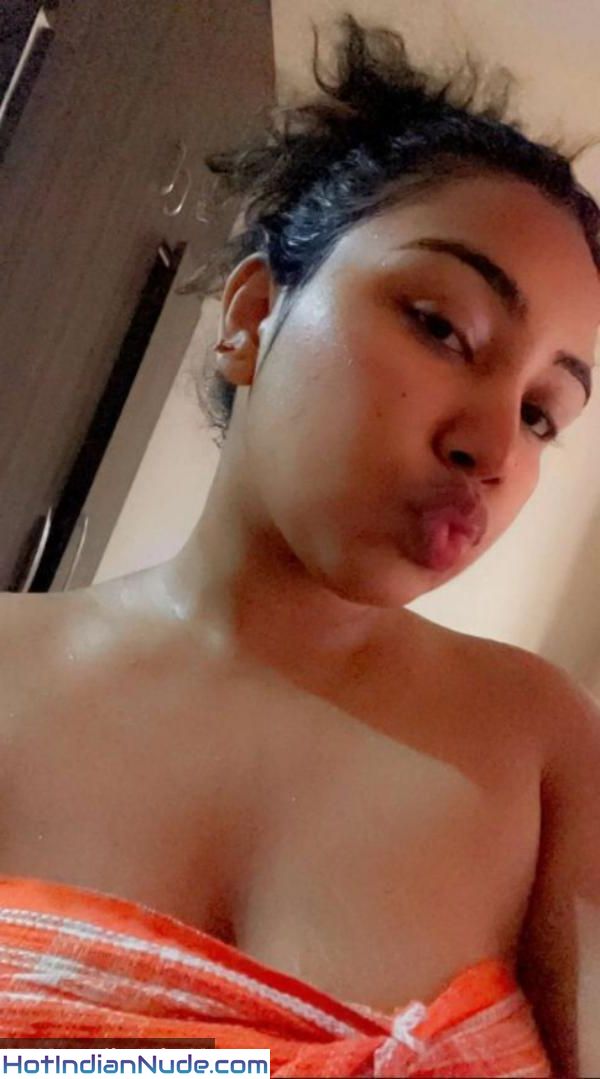 Tamil girl selfie boobs show with dark nipples