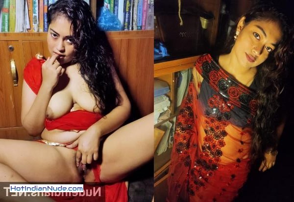 Bengali Model Ishikas Bold Red Saree Show Garam Hot Nudes